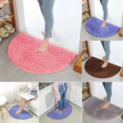 Soft Chenille Semi-Circle Mat - Anti-Slip, Dirt Trap, Doorway