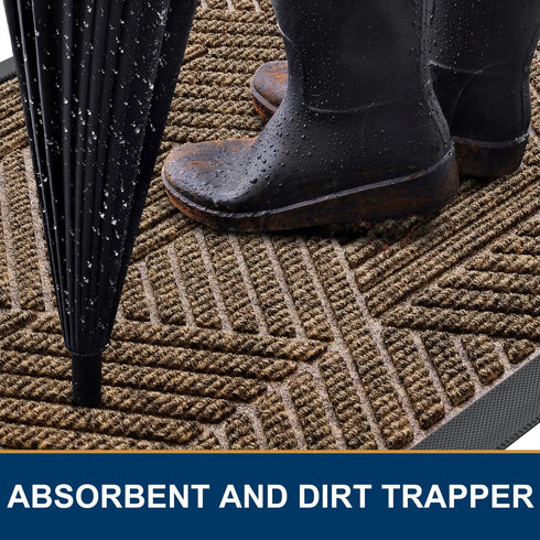 Absorbent Low Profile Entryway Rug Non-Slip Washable Welcome Mat for Heavy Duty Use