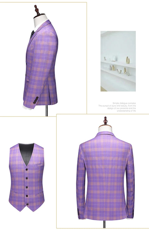 Men's Casual Three-Piece Suit Set for Fashion Business and Weddings