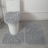 3 Piece Solid Color Bathroom Carpet Set Non-Slip Toilet Lid Cover Rugs Kit