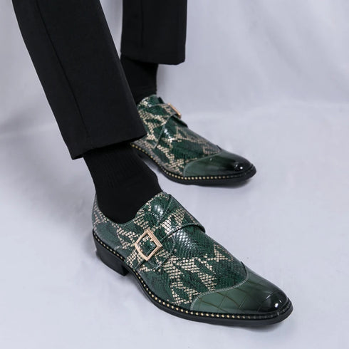 Elegant Handmade Oxford Dress Shoes for Men – Luxury Formal Leather Wedding Party Footwear with Buckle Strap and Pointed Toe Design