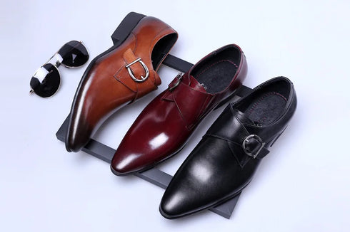 Trendy Men's Oxford Dress Shoes with Buckle Straps - Perfect Formal Footwear for Weddings and Business Occasions in Big Sizes