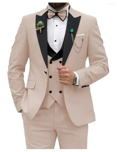 Men's Slim Fit Double Breasted Suit Set for Weddings Prom Parties and Business