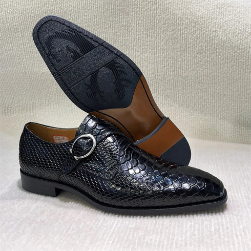 Men's Classic Cow Leather Brogue Shoes Lace-Up Pointed Toe Footwear