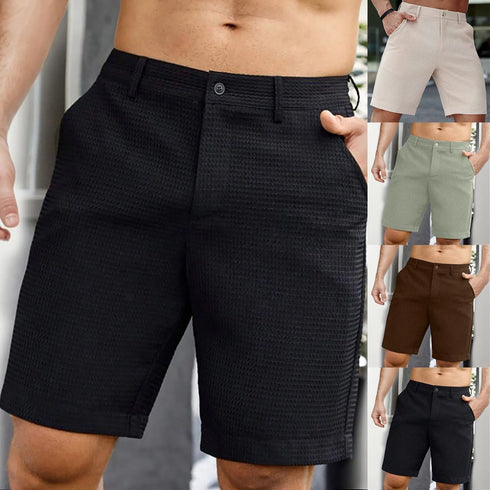 Men's Summer Quarter Pants Solid Color Casual Pants Shorts