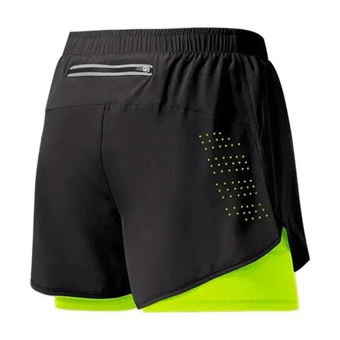 Men Fitness Built-in Pocket Sports Shorts 2 In 1 Quick Dry Outdoor Running