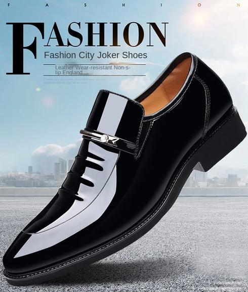 Men Patent Leather Casual Loafers Slip On Shoes for Business and Party