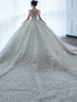 Princess Crystal Beaded Wedding Gown with Puff Tulle - Elegant Bride Dress