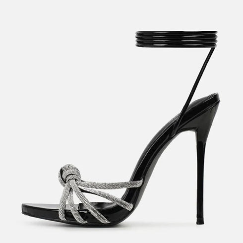 Crystal Narrow Band Platform Heels For Women Sandals