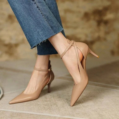 Elegant Pointed Medium Heels for Women - Fashionable Casual Pumps for Parties