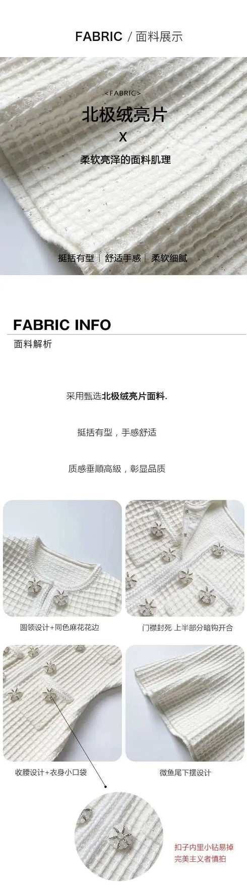 Luxury Autumn Double Breasted Beading Diamonds Mini Knit Dress for Women