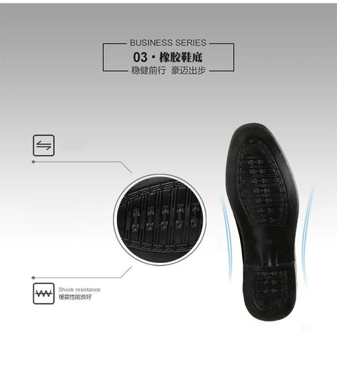 Stylish Men's Business Leather Dress Shoes for Office and Formal Occasions - Breathable Round Toe Slip-On Flats for Work, Parties, and Weddings