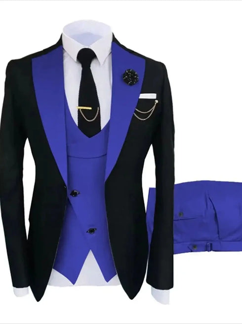 Slim Fit Men's Tuxedo Suit Set for Formal Weddings and Business Events