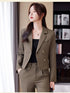 Chic Women's Office Suit Set: Long Sleeve Double Breasted Short Tops with Slim High Waisted Pencil Pants for Spring Fashion