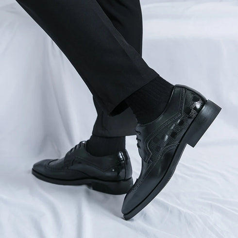 Stylish Brogue Lace-Up Business Formal Shoes for Men – Perfect for Office, Banquet, and Outdoor Parties in Sizes 38-48