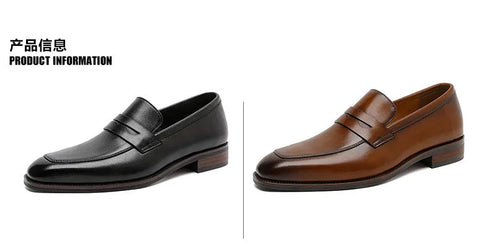 Elegant Genuine Leather Slip-On Oxford Loafers for Men - Formal and Casual Dress Shoes for Office & Career with Pointed Toe Design