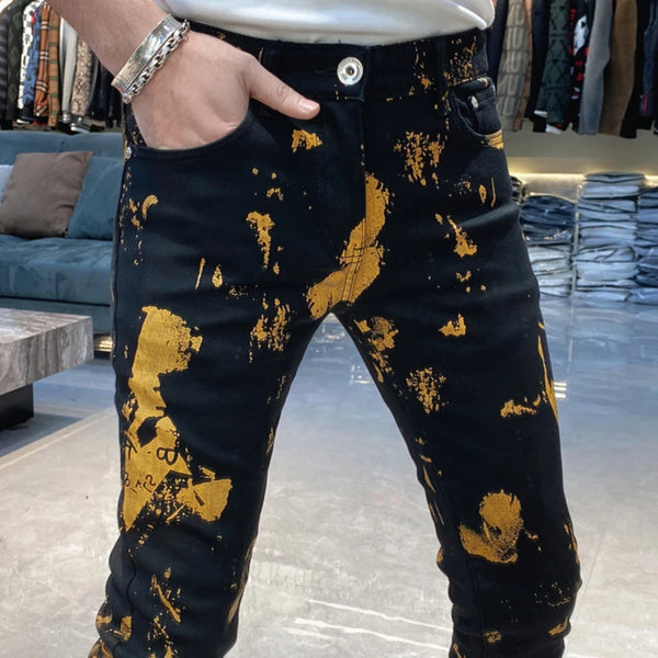 Personalized Graffiti Jeans Slim Fit Fashion Hip Hop Pants
