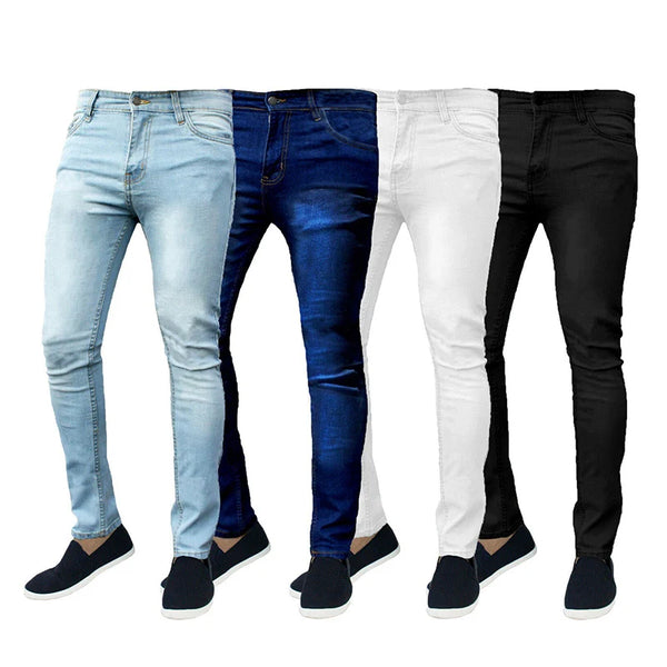 Classic Style Slim Jeans Pants for Men Stretch Denim Trousers