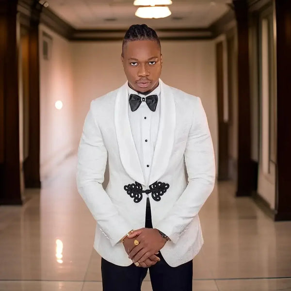 Floral Suit Jacket for Men Slim Fit Fashion Blazer with Mandarin Button Front