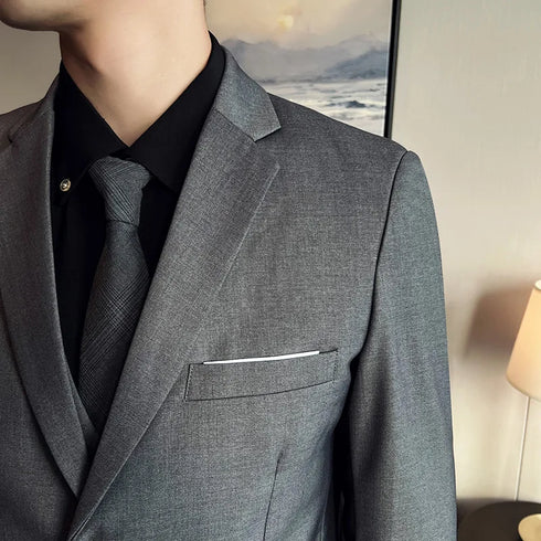 Fashion Business Casual Suit Set for Men with Vest and Trousers for Wedding