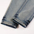 Men's Distressed Biker Jeans with Ripped Patchwork and Stretch Fit