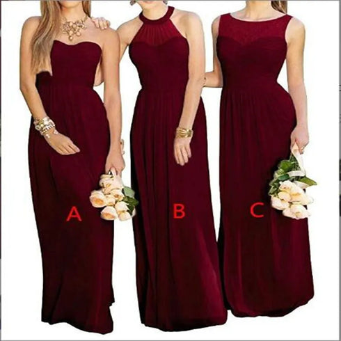 A-Line Chiffon Bridesmaid Dresses Elegant Floor-Length Sleeveless Gown For Wedding Party Occasion