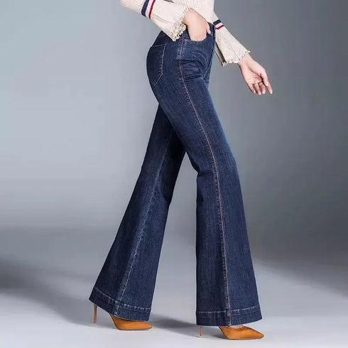 Autumn Winter Women’s Wide Leg Flare Jeans – High Waist Denim Trousers for Casual Fall Outfits and Styling Ideas