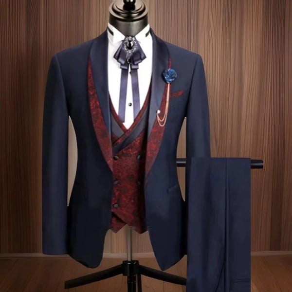 Floral Formal Suits for Men Shawl Lapel Wedding Tuxedo