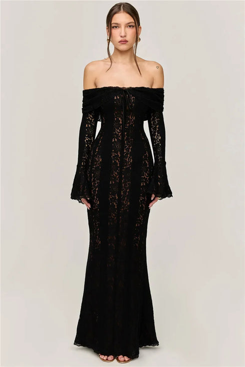 Mozision Lace Off-shoulder Sexy Maxi Dress Elegant Evening Dress