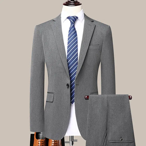 Men's Fashion Business Suit Two-Piece Set for Weddings and Banquets