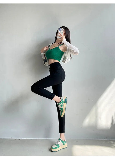 Women's High Waist Stretch Jeans - Fashionable Slim Denim Pants