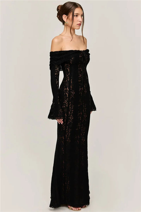 Mozision Lace Off-shoulder Sexy Maxi Dress Elegant Evening Dress