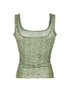 Floral Print Frills Mesh Crop Top Women Sweet Summer Tank Vest Camisole Korean Fashion