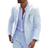 Summer Stripe Men Suit 2 Piece Seersucker Notched Lapel Jacket Pants Casual Blazer Slim Fit