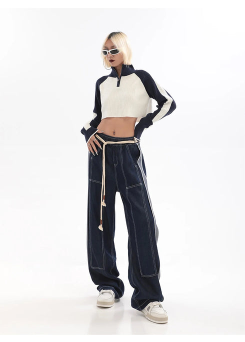 Womens Baggy Denim Jeans - High Waist Straight Leg Streetwear Trousers for Effortless Fall Outfits with Jeans, Perfect for Any Season