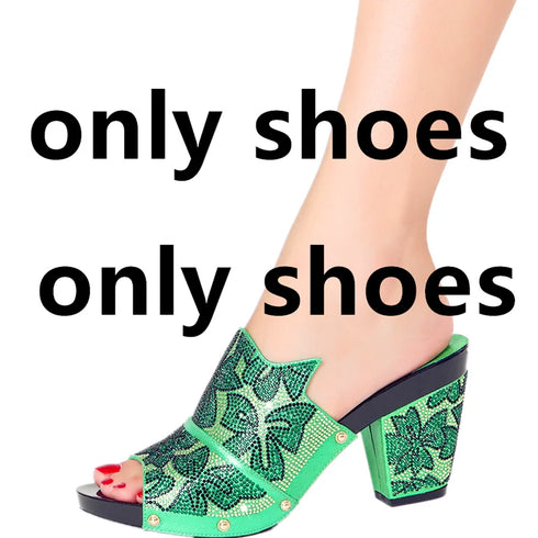 Shoe Bag Set Ladies Rhinestones Fashion Slippers High Heel Party