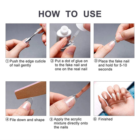 120pcs Coffin Shape Clear Full Cover Fake Nails - Long Press On Acrylic Nail Tips for Autumn Nails