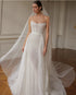 Customized Strapless Mermaid Wedding Dress with Beaded Detachable Train and Lace Up Back