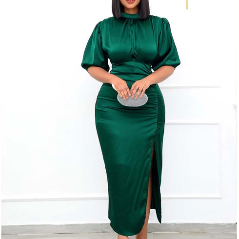 Long Dress Women Party Pleated Bandage Elegant Evening Maxi Dresses