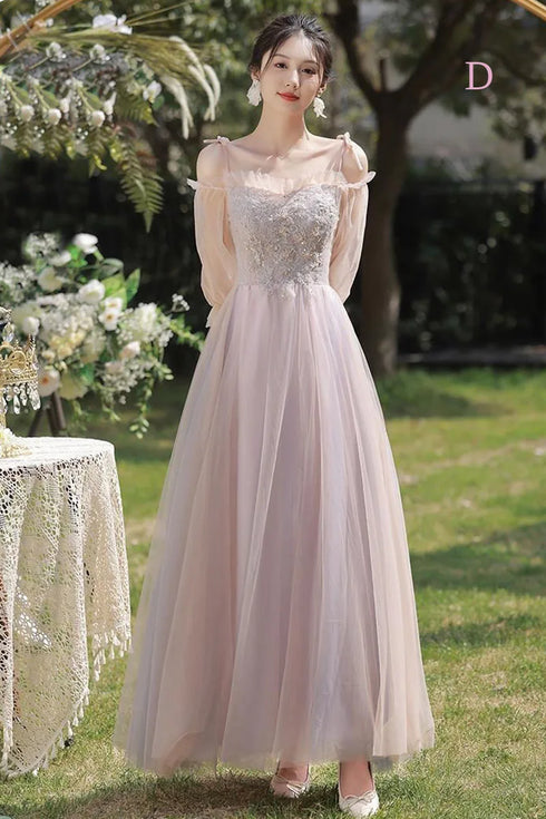 Bridesmaid Dress Floor Length Tulle Ruched Sweetheart Neckline Built In Bra Elegant Party Gown Wedding Dress
