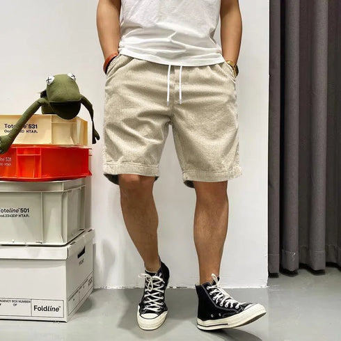 Trendy Retro Corduroy Men's Casual Work Shorts for Summer