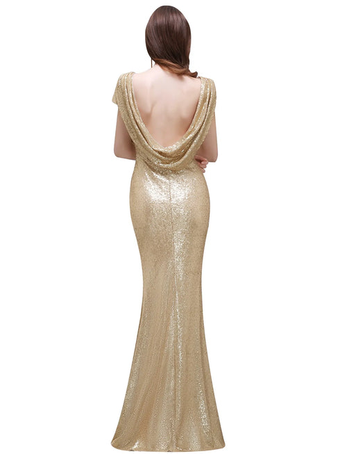 Sequined Bridesmaid Dresses Mermaid Style With Short Sleeves And O Neck For Summer Formal Wedding Party