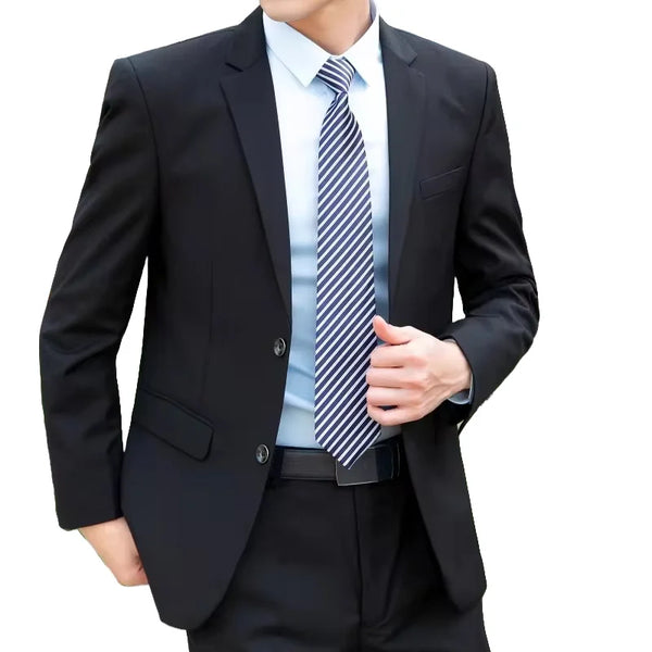 Italian Style Slim Fit Business Suit for Men - Blazer and Pants Set for Weddings and Professional Events