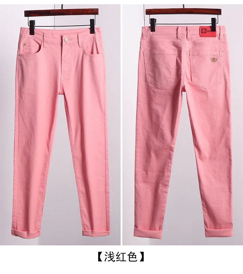 Men's Colorful Denim Stretch Comfortable Jeans for Casual Business Wear