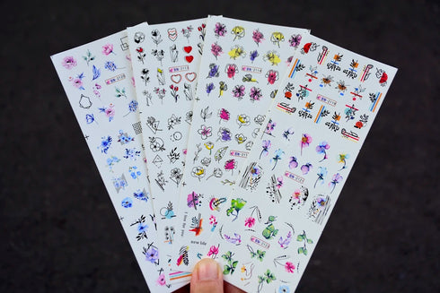 12 Floral Patterns Summer Nail Water Decals - Daffodils, Lilies, and Tulips for Stunning Nail Art Transfers and DIY Manicure Accessories