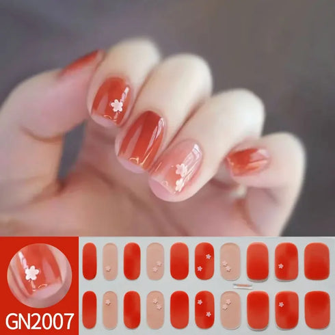 Waterproof Long Lasting Gel Nail Art Stickers for Stunning Full Cover Manicures - 9 Piece Set of Baking-Free Solid Color Decals