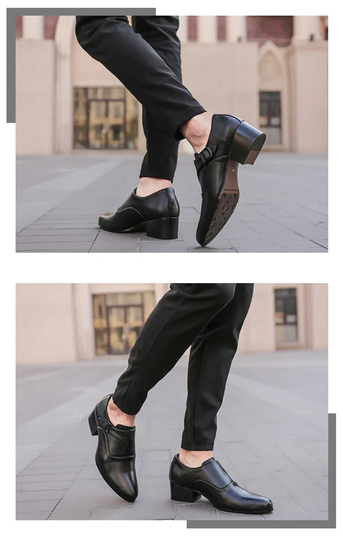 Leather Men Dress Shoes Elevator Business Oxford Footwear for Wedding and Office