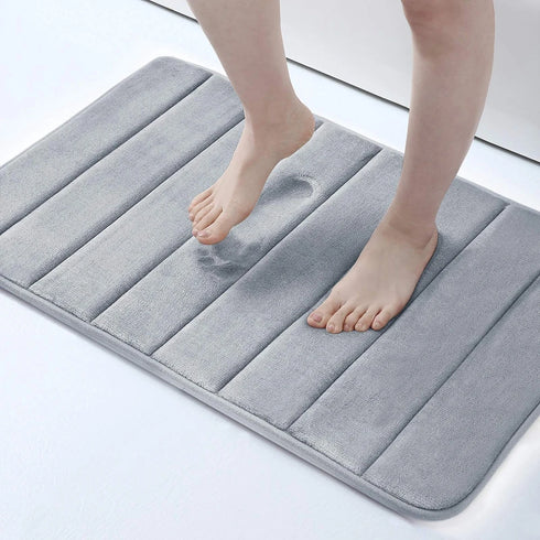 Absorbent Non-Slip Bath Mat Soft Memory Foam Bathroom Rug Machine Washable Foot Mat