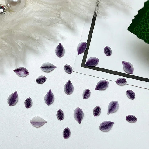 50pcs 3D Kawaii Colorful Leaf Nail Art Charms - Mixed Resin Nail Decorations and Acrylic Rhinestones for DIY Manicure Accessories and Press-On Nails
