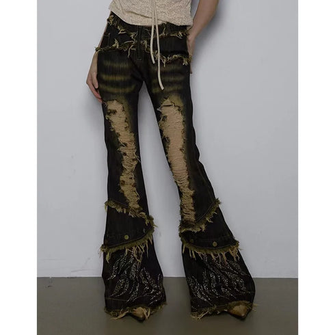 Vintage High Waist Wide Leg Baggy Jeans for Women - Trendy Streetwear Ripped Denim Trousers Perfect for Fall Outfit Inspiration and Styling with Wide Leg Jeans